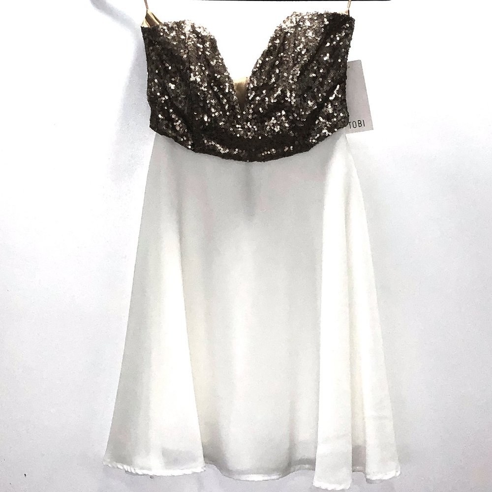 Tobi evening strapless dress